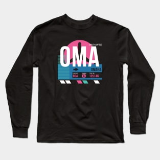 Omaha (OMA) Airport // Sunset Baggage Tag Long Sleeve T-Shirt